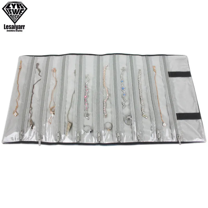 Faltbarer Schmuck Organizer aus Samt mit Reißverschluss für Reisen
