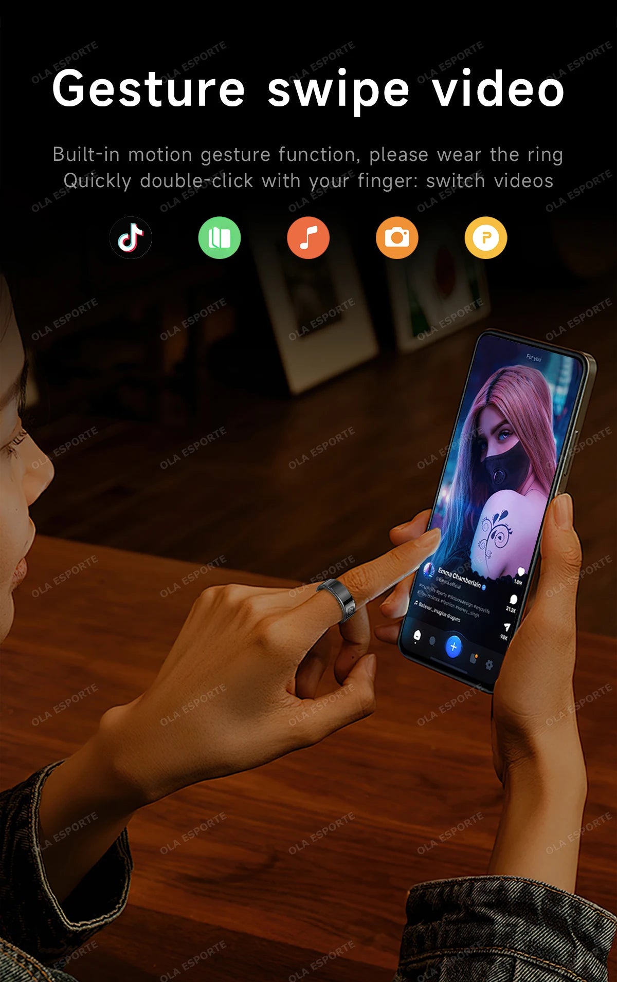 Wasserdichter Smart Ring mit Display und Gesundheitsmonitor