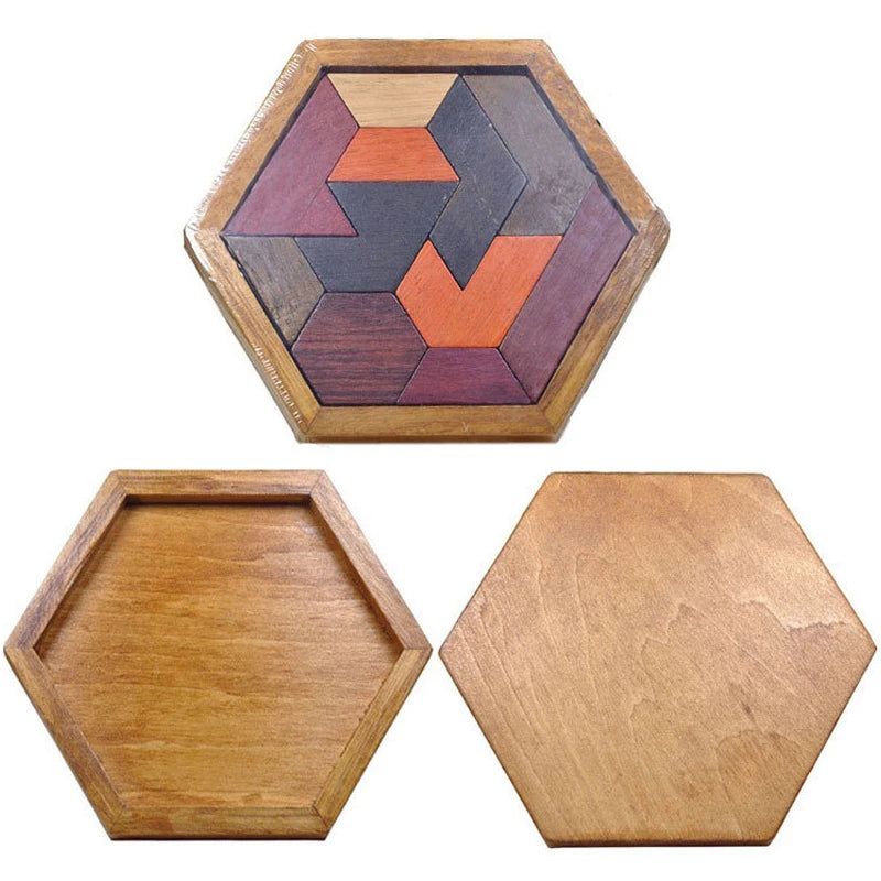 Montessori Holz Puzzle Tangram Geometrie Denkspiel Lernspielzeug Kinder