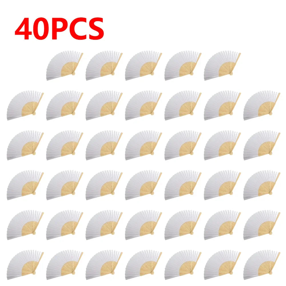 Kreativer weißer Bambus-Papier-Faltfächer – DIY, Hochzeit - Geschenkideen, 1-50 Stück