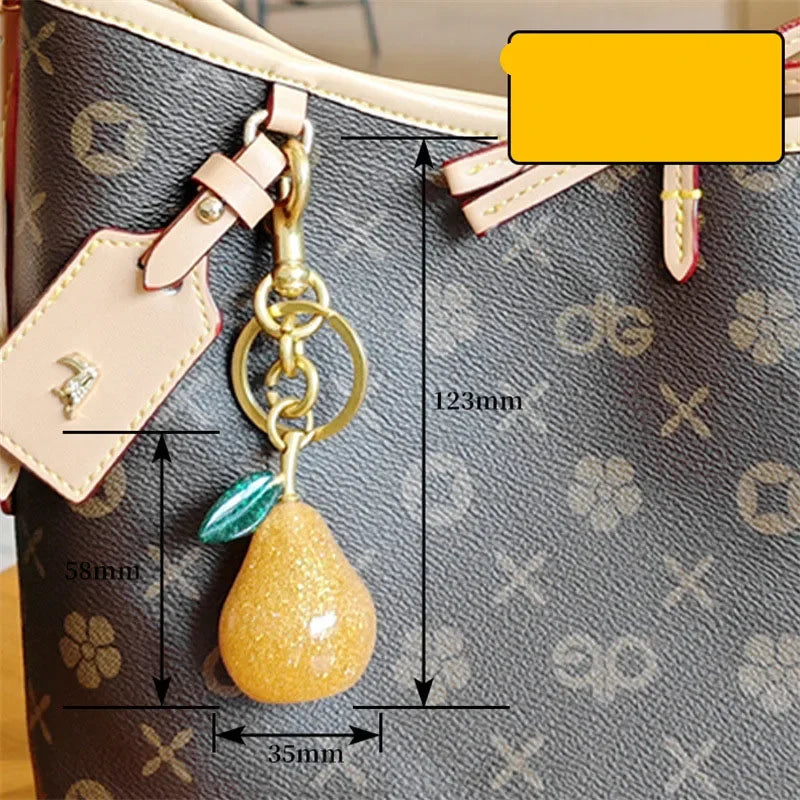Kristall Harz Birnen Schlüsselanhänger Modischer Obst Anhänger Tasche