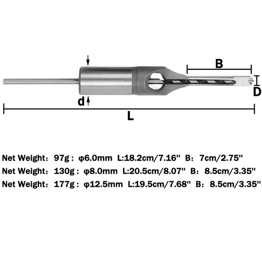 HSS Quadratischer Lochbohrer 6-16mm Holzbearbeitung Mortising Bohrer Set