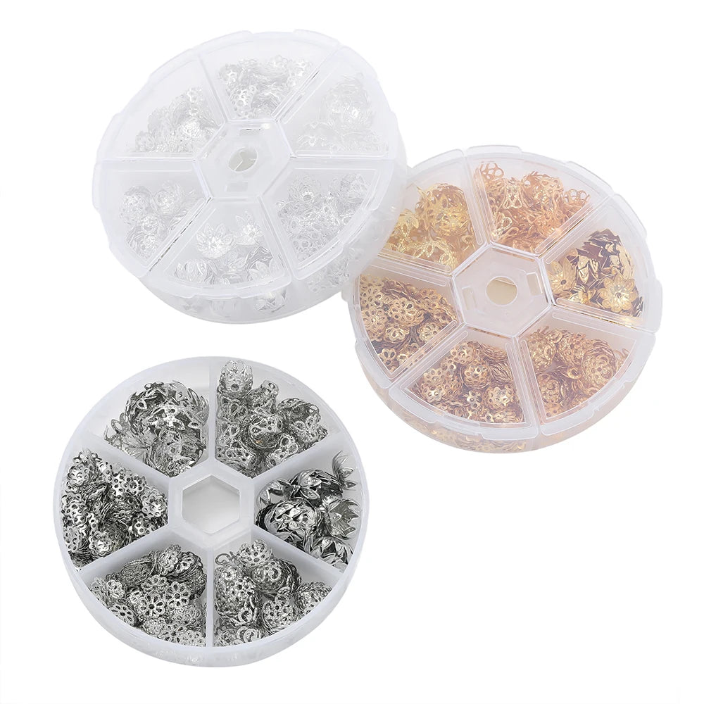 650-teiliges DIY Schmuckset mit Blumen Perlen Endkappen und Quasten