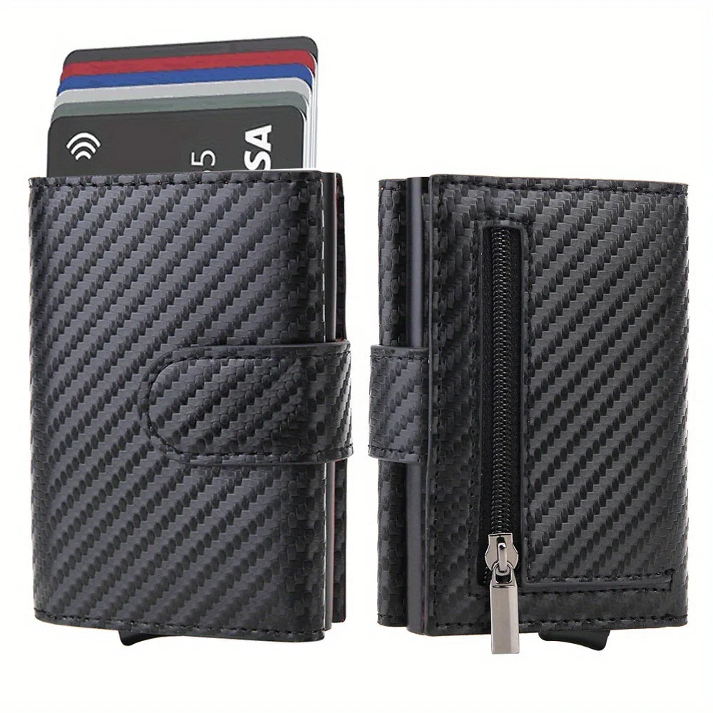 Schwarze RFID Mikrofasergeldbörse Herren schlanker Kartenhalter Leder