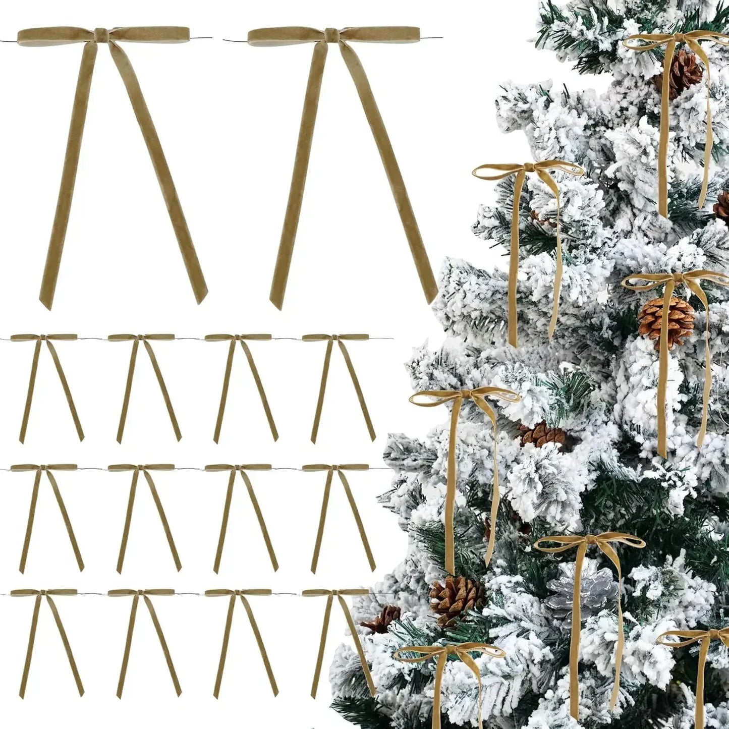 12er Set Samt Weihnachtsschleifen für Festdekoration