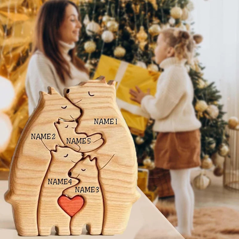 Personalisierbares Familienpuzzle aus Holz als Dekoration und Geschenk
