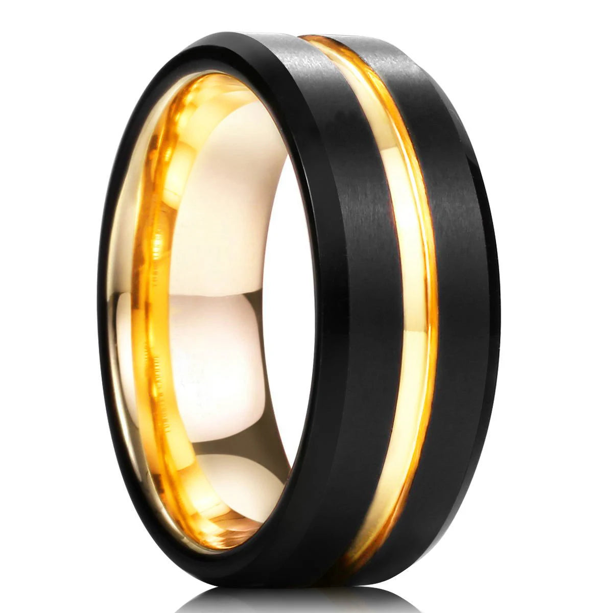 Fashio Männer Ringe Schwarz Titan Edelstahl Ringe Für Männer Frauen Ziegel Muster Finish Abgeschrägte Kante Hochzeit Ring Partei Schmuck