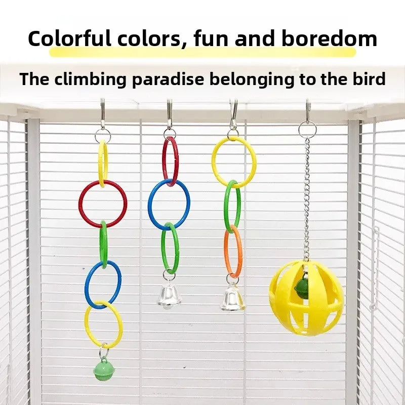 Bunte Papageienschaukel mit Glocken Sound für Vogelkäfig Zubehör