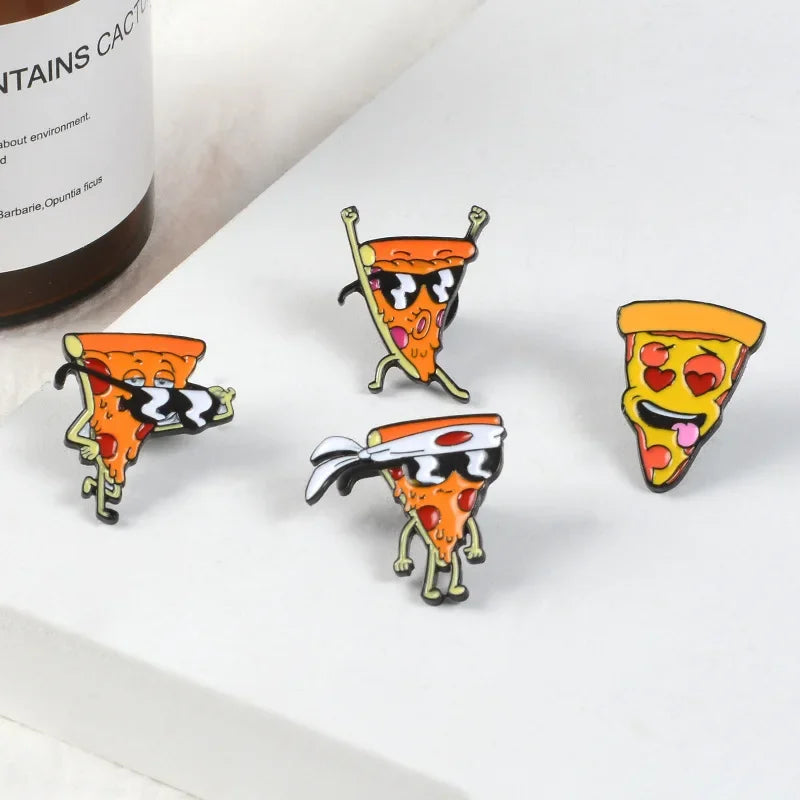 Lustige Pizza Mann Emaille Pin Brosche für Kleidung & Taschen