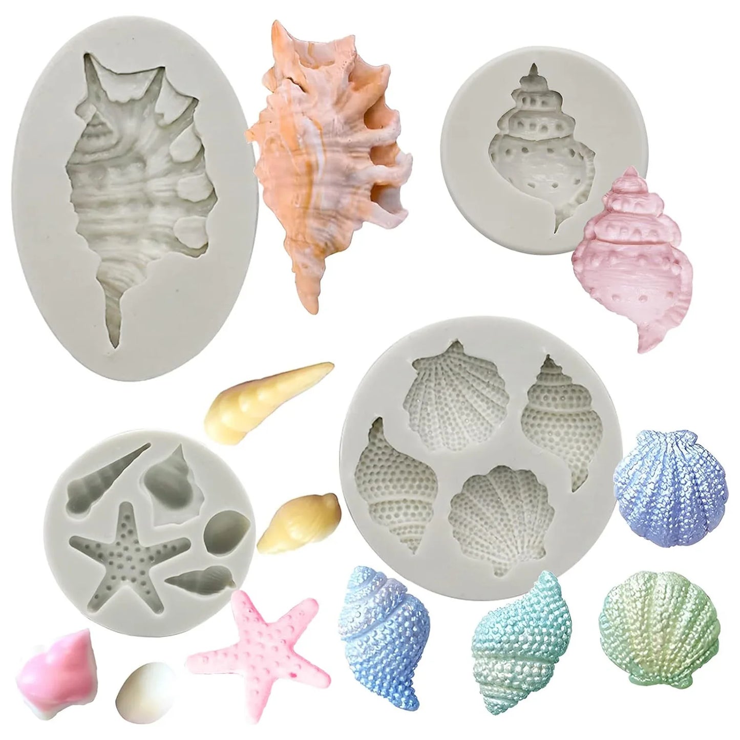 5-teiliges Fondant Silikonform Set mit Meeresmotiv für kreative Backkunst