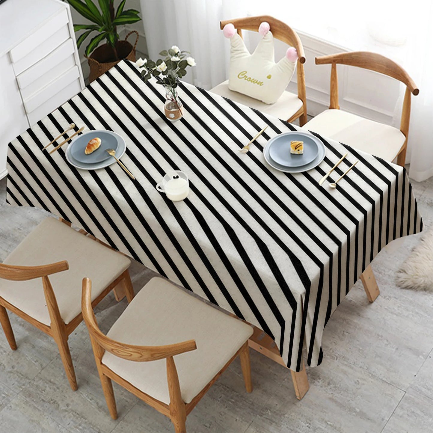 Vielseitige Rechteckige Tischdecke Zickzack Muster Wasser und Ölabweisend