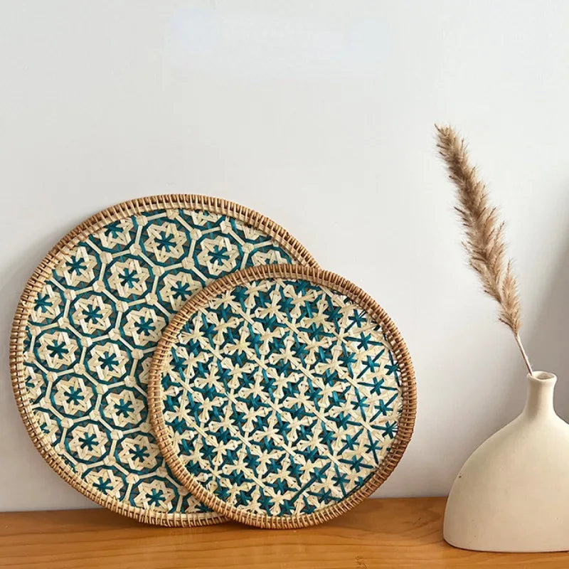 Handgewebtes Rattan Tischset im Böhmischen Stil