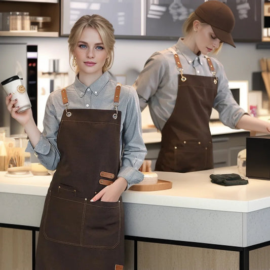 Wasserdichte Küchenschürze mit Taschen für Damen und Herren im Beruf