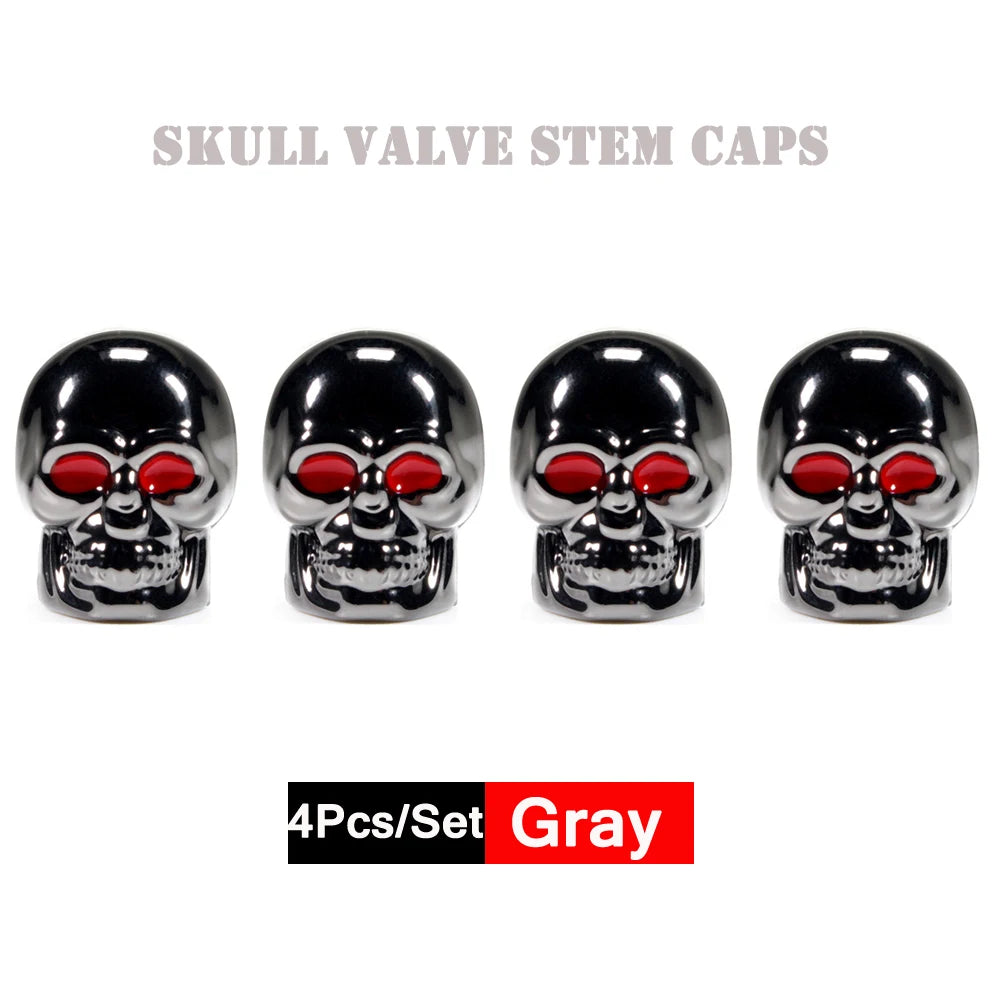 4er Set Totenkopf Ventilkappen Universal Staubdichte Reifenventilkappen