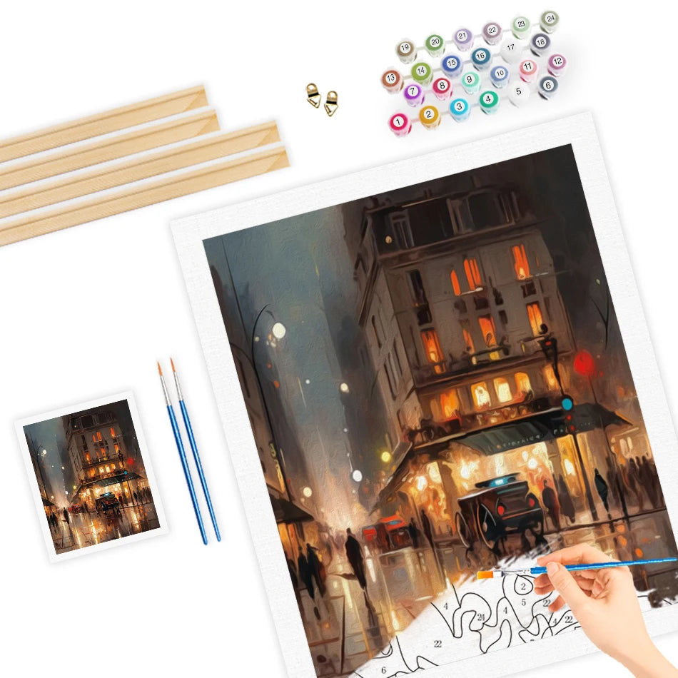 DIY Malen Nach Zahlen Stadtbild Leinwand Acrylfarben Set für Raumdekoration