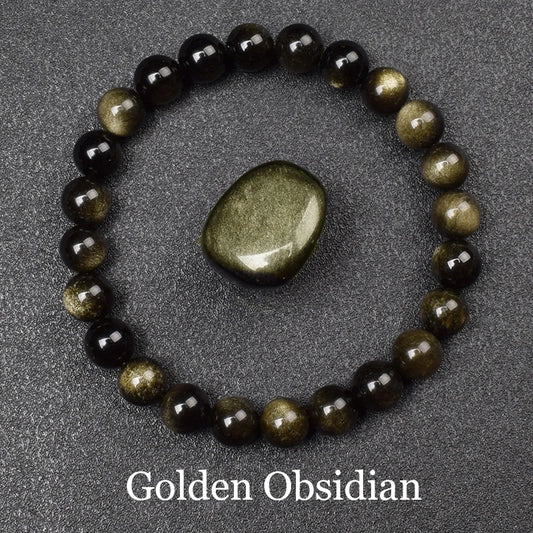 Goldener Obsidian Armband Naturstein Perlen Unisex | Energie & Stil