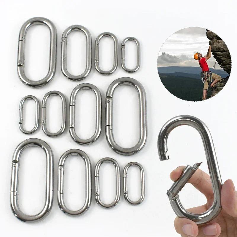 Edelstahl Federspulenschnalle Karabiner Ringhaken Schlüsselanhänger Clip