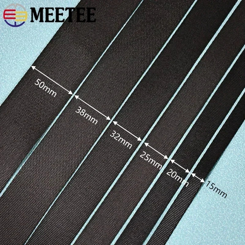 5m Schwarzes Nylon Gurtband 10-100mm für Taschen, Gurte, Haustier, DIY