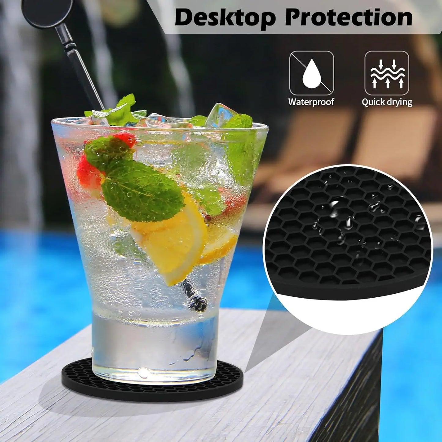 Silikon Untersetzer Set mit Halter – Rutschfest für Heiß - Kalt - Tassen - Gläser