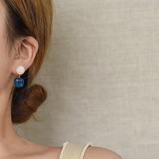 Trendige geometrische Harz Ohrringe für Damen in Blau