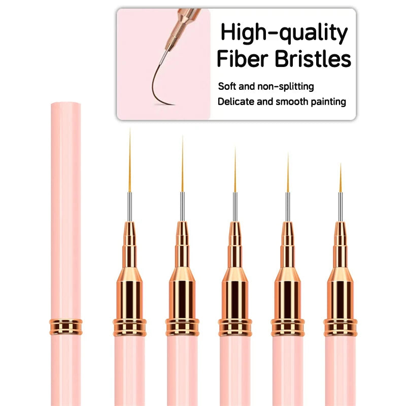 5-teiliges Liner Pinsel Set für präzise Nageldesigns und Acryl Nail Art