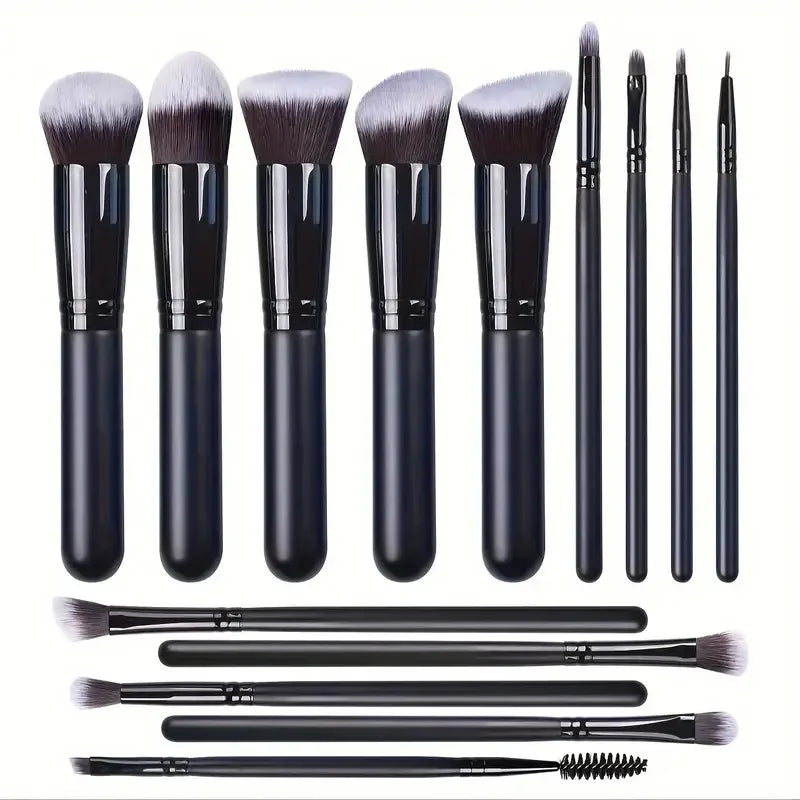 14-teiliges Make-up Pinsel Set aus synthetischem Haar und Holzgriff