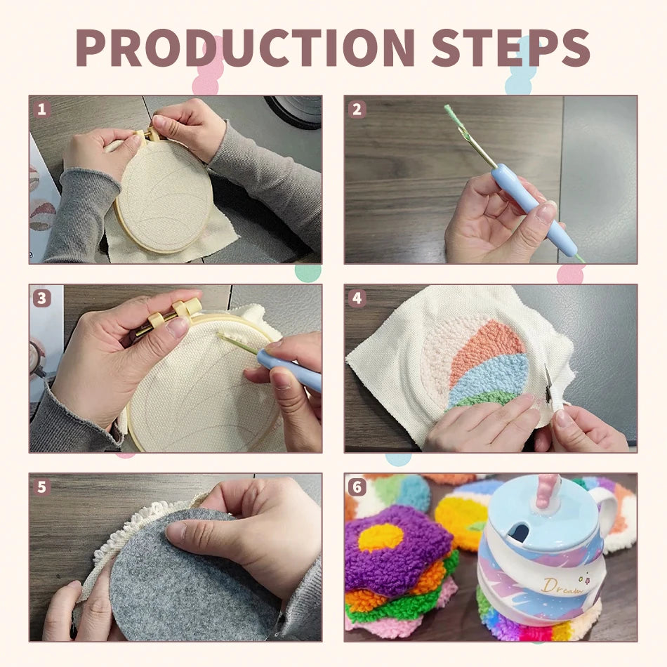 Niedliches 6 Muster Stanznadel Untersetzer Set für Anfänger