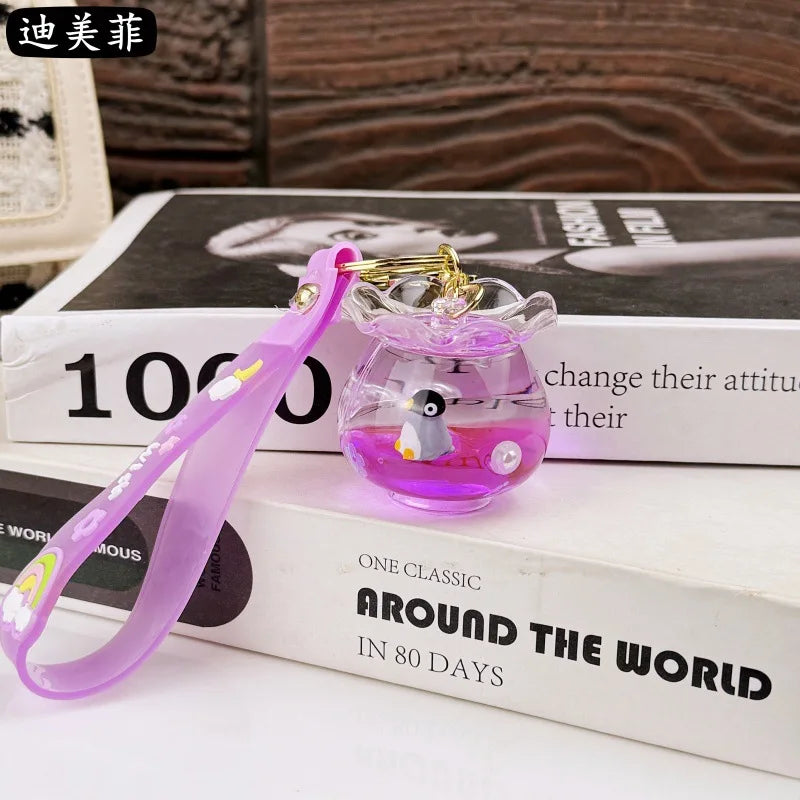 Niedlicher Ozean schwimmender Acryl Schlüsselanhänger mit Tasche Anhänger