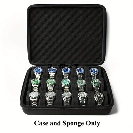 Hartschalen-Uhrenaufbewahrungsbox mit 15 Fächern, Uhren-Tragebox für große und kleine Uhren, mit weichem Schaumstoffkissen-Yabubest - Home & More