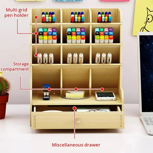 Holz Schreibtisch Organizer mit großer Kapazität für Büro Schule Zuhause