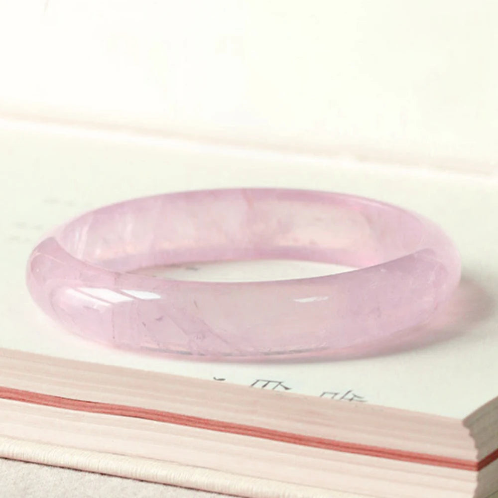 Rosa Kristall Armreif Damen – Feng Shui Schmuck Accessoire, Handgeschnitzt