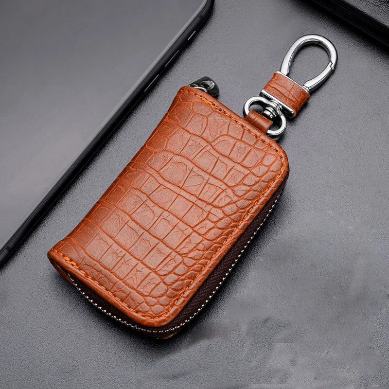 Leder Auto Schlüssel Tasche Universal mit Reißverschluss Schutz