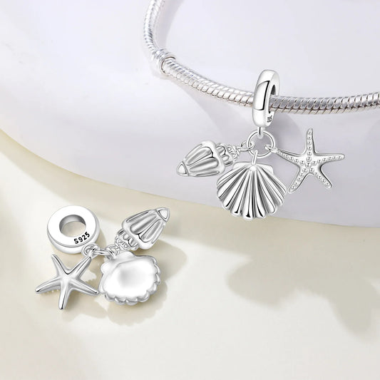 925 Sterling Silber Muschel Seestern Anhänger für Armband