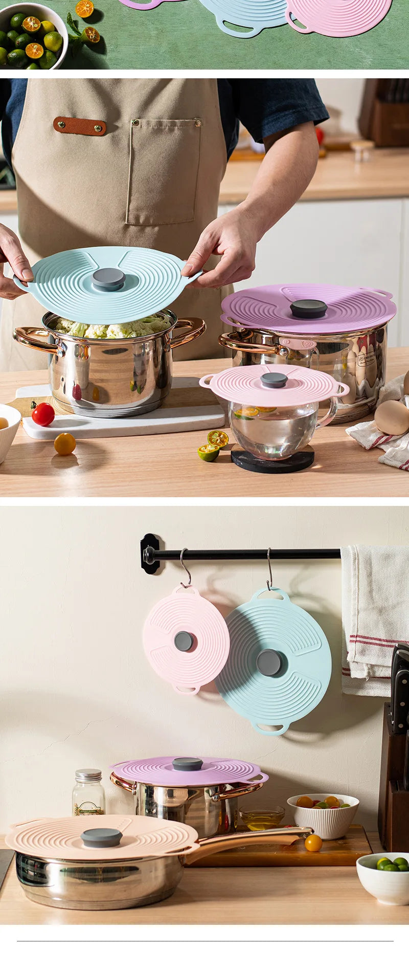 Wiederverwendbarer Silikon-Dehldeckel Universal Abdeckung Frische