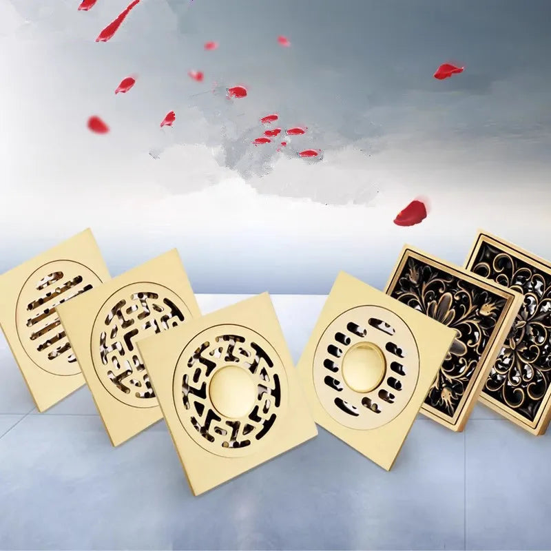 Gold Messing Bodenablauf Quadrat Dusch Boden Abfluss Sieb Abdeckung