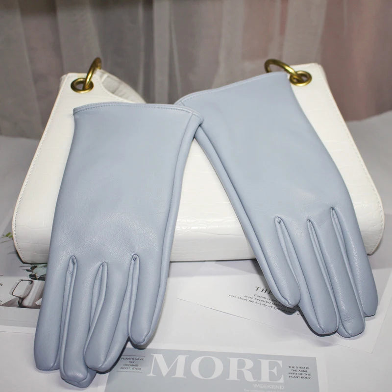 Winter Damen Handschuhe Kunstleder Wasserdicht Winddicht Warm Plüsch Sport