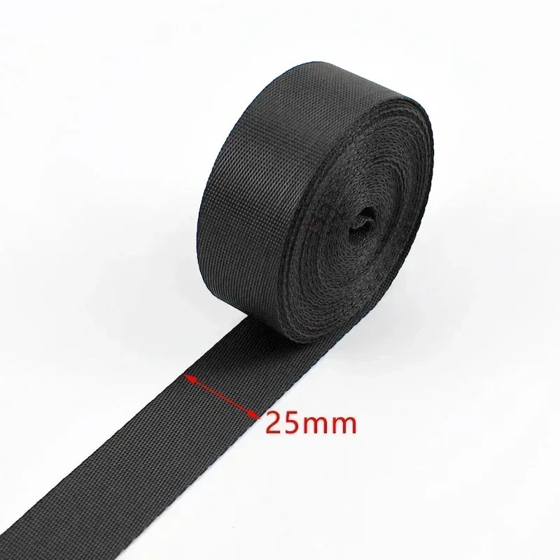 5m Schwarzes Nylon Gurtband 10-100mm für Taschen, Gurte, Haustier, DIY