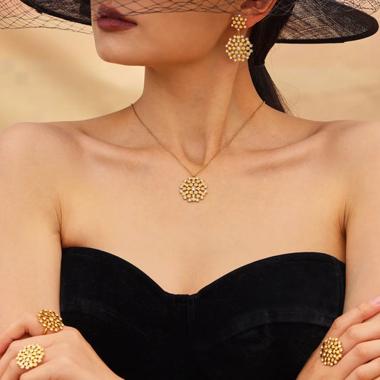 Riesenrad Design Schmuckset Damen – Vergoldeter Edelstahl, Wasserdicht