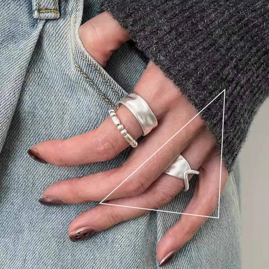 Verstellbarer Silberring mit hohlen Linien, stylischer Punk-Schmuck Unisex