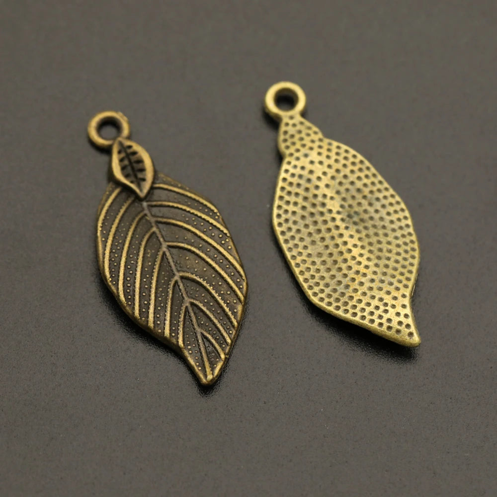 10er Set Antik Bronze Silber Blattform Anhänger für DIY Schmuck Basteln