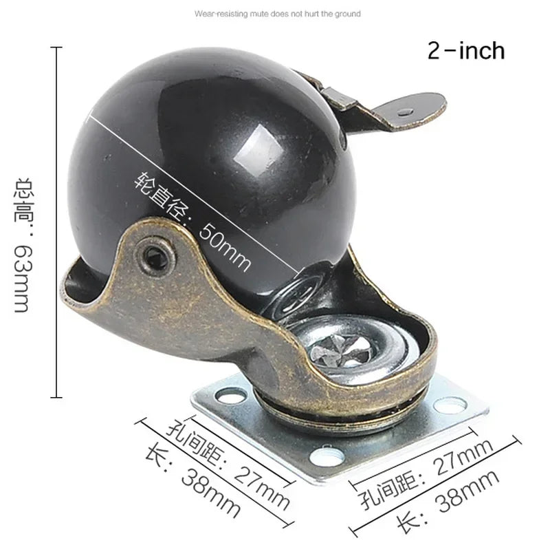 Universelle Möbel-Lenkrollen 5,1 cm Kugelrolle antikes Kupfer Messing-Yabubest - Home & More