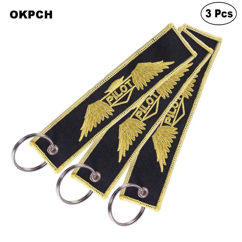 3-teiliges Schlüsselanhänger Set Bestickte Metallanhänger für Autos Motorräder