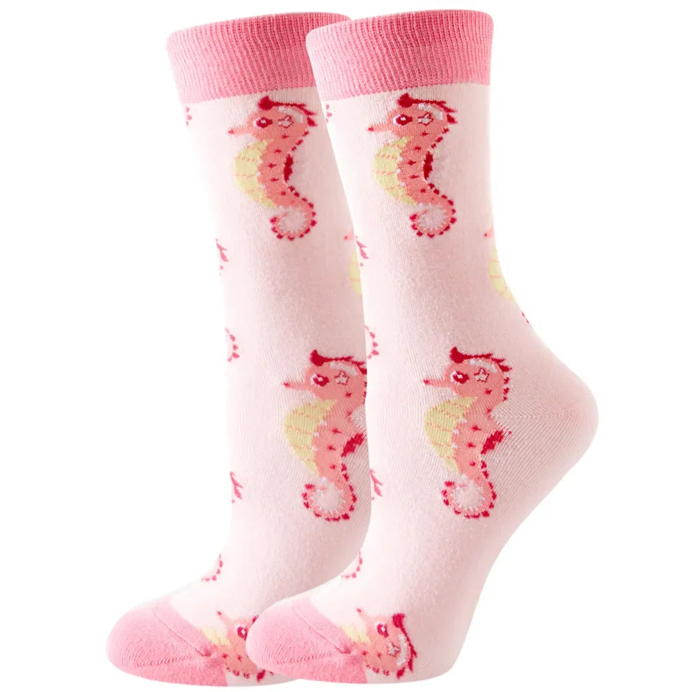Modische Baumwollsocken für Damen Midtube mit floralem Muster
