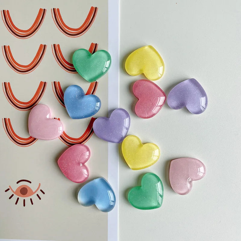6er Set Glitzer Herz Magnete für Kühlschrank, Fotowand und Deko