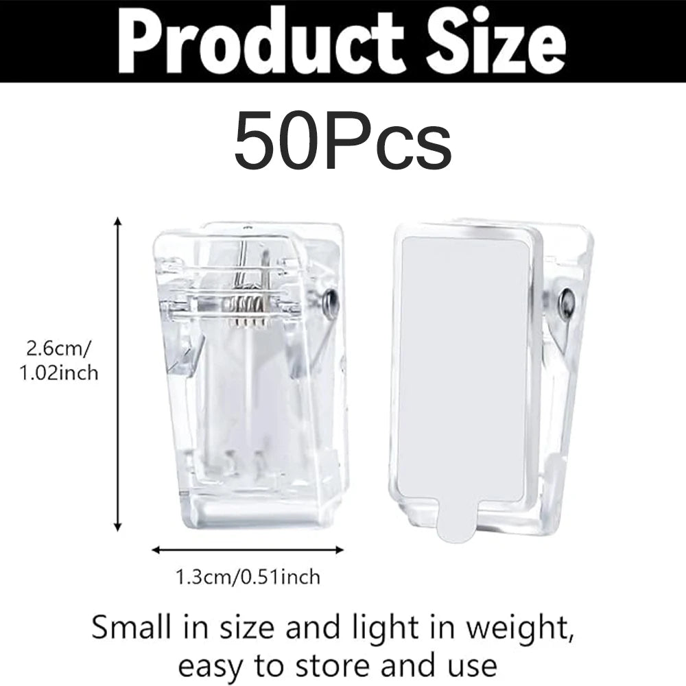 50x Selbstklebende Acryl Clips Transparent für Wandteppiche Poster Fotos Büro