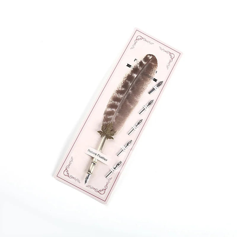 Elegantes Kalligraphie Set mit 5 Edelstahlfedern - Metallhalter – Perfekt für Hochzeit