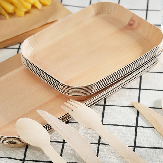 10/20 Stücke Einweg Holzplatten Rechteckige Tabletts für Party