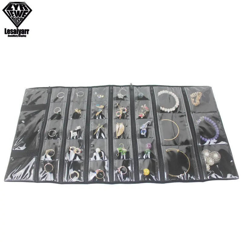 Faltbarer Schmuck Organizer aus Samt mit Reißverschluss für Reisen