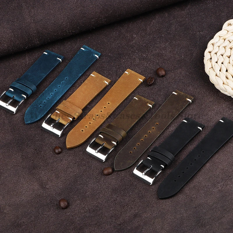 Hochwertiges Leder Uhrenarmband Braun Vintage für Uhren 18-22mm