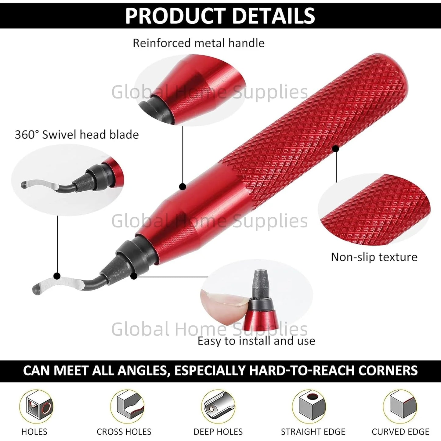 Entgratungswerkzeug-Set mit Senker-Handreibahlen und 10 Zusatzklingen